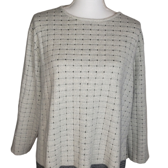 Guido Pisani Wool Blend Knit Sweater Sz 2X Gray Black Checked Striped Italy Made - Picture 2 of 11